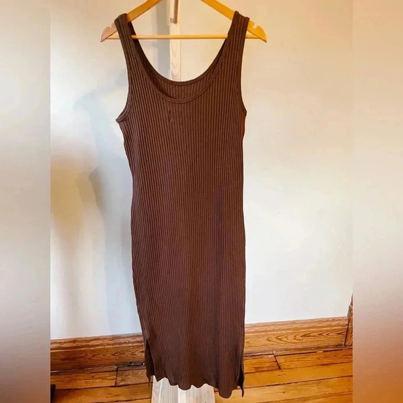 GAP Maternity Brown Ribbed Tank Dress Small - Picture 2 of 6